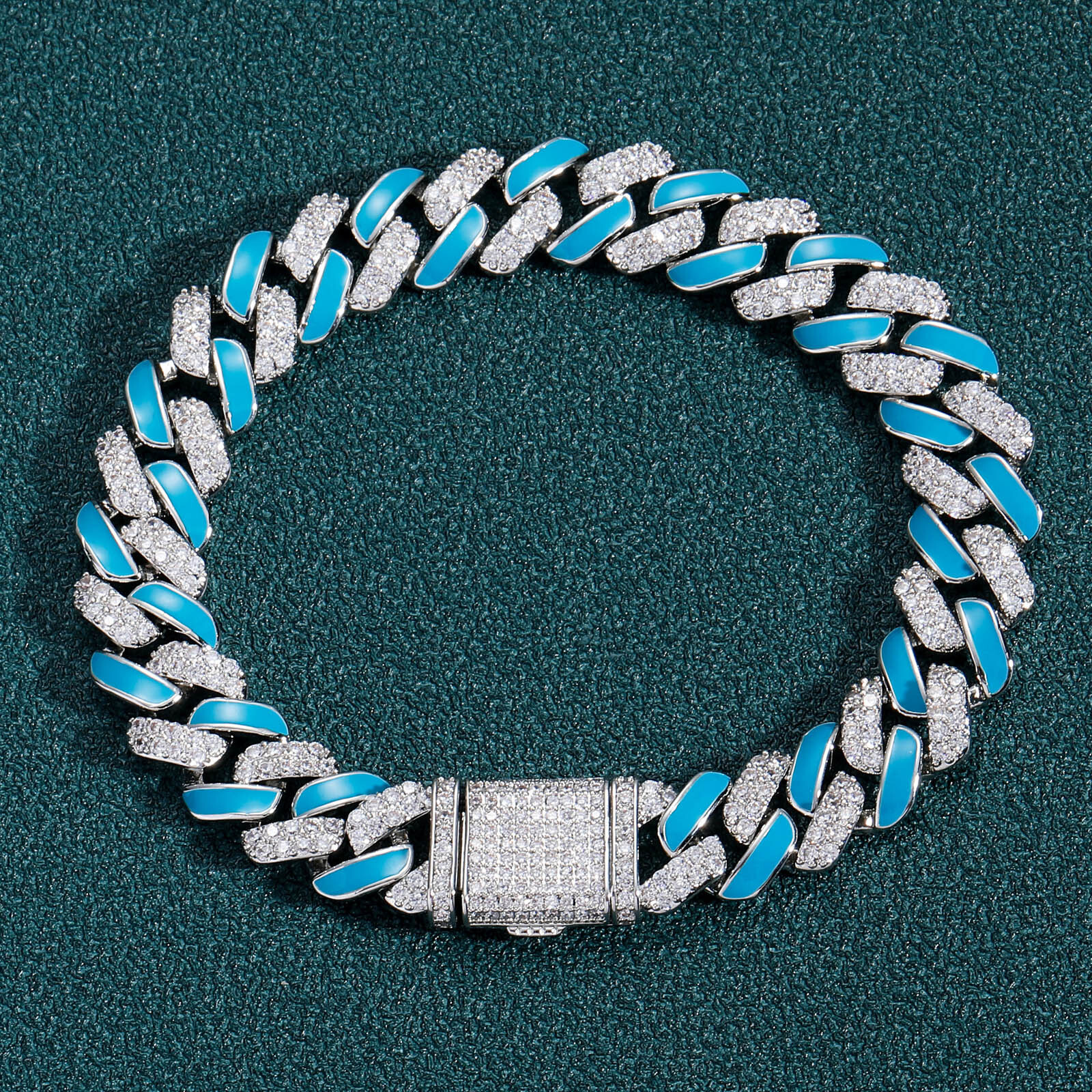 New Arrival Blue Drip 12mm Iced Out Luxury Hip Hop Cuban Chain Necklace Unisex Trendy Bling Accessory Pass the diamond tester