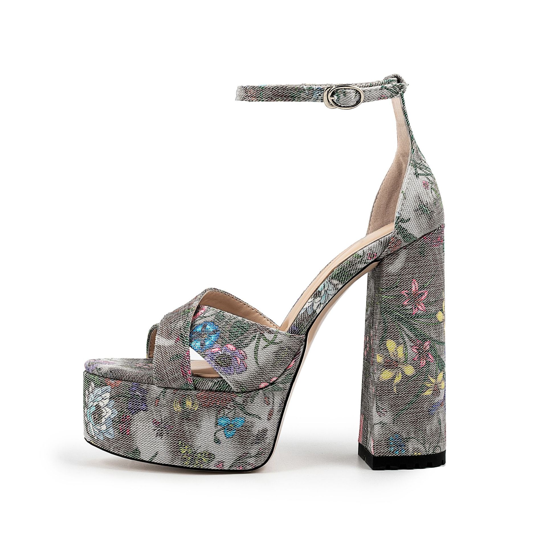 Sandals Women's Animal Print Peep Toe Platform 6cm Chunky Heel Adjustable Buckle Strap Waterproof PU