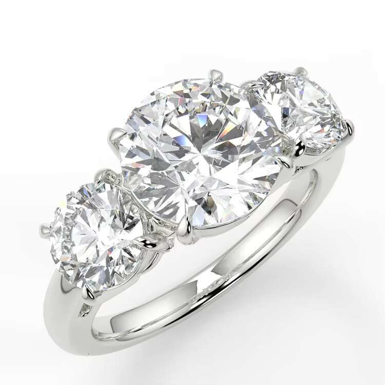 14K Solid Gold Moissanite 3 Stones Wedding Ring Rose Gold Girls Rings Jewelry Luxury Diamond Rings