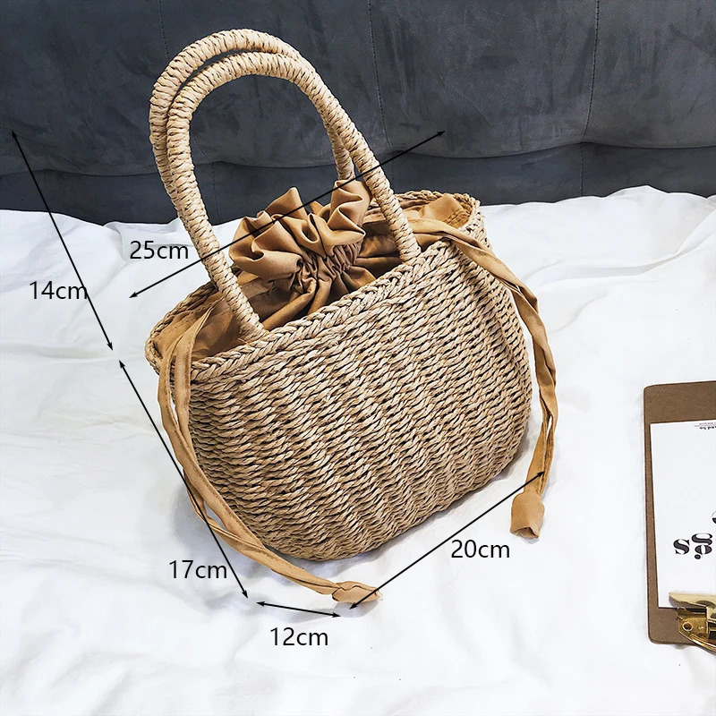 Straw Bags for Women Summer Rattan Bag Handmade Woven Beach Bohemia Handbag Bolsos Fashion Basket Tote Purse 250627