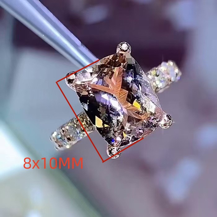 Sparkling Brand Wedding Rings Luxury Jewelry 925 Sterling Silver Rose Gold Fill Cushin Shape Champagne Designer Party Ziricon CZ Diamond Women Bridal 