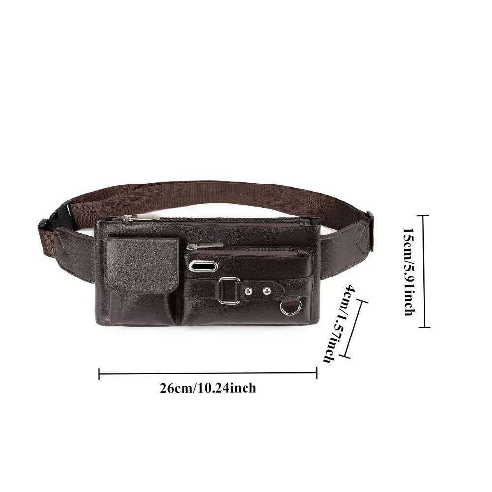 Trendy PU Leather Waterproof Waist Korean Lightweight Travel Casual Nylon Crossbody Bag