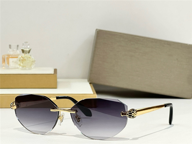 New fashion design cat eye sunglasses 40059U metal frame rimless cut lens simple and popular style outdoor UV400 protection eyewear