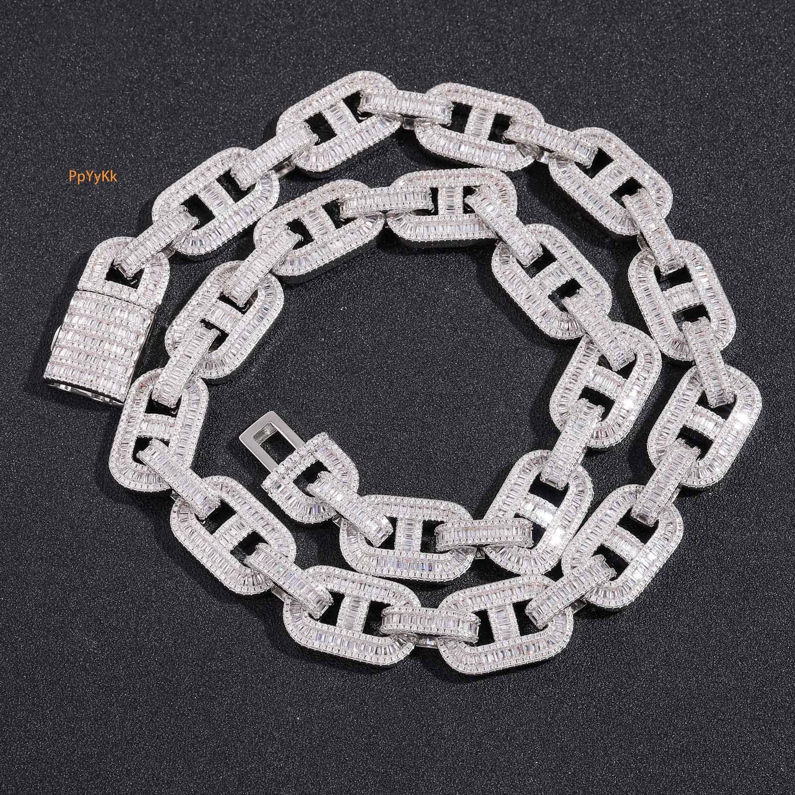 Luxury Jewelry Hip Hop Pig Nose Necklace 15mm Moissanite Choker Rapper Men's Accessory Bling Bling Necklace Pass the diamond tester