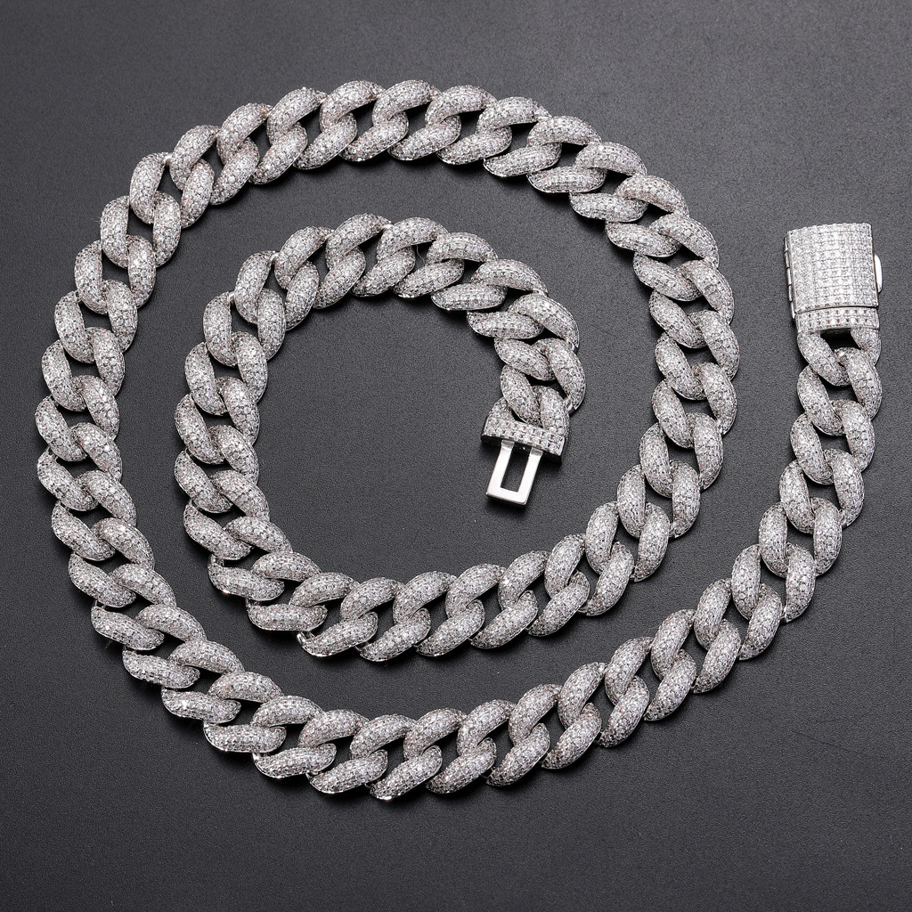 New Hip Hop 12mm Bubble Chain Heavy Iced Out Cuban Chain VVS Moissanite Bling Bling Necklace Pass the diamond tester