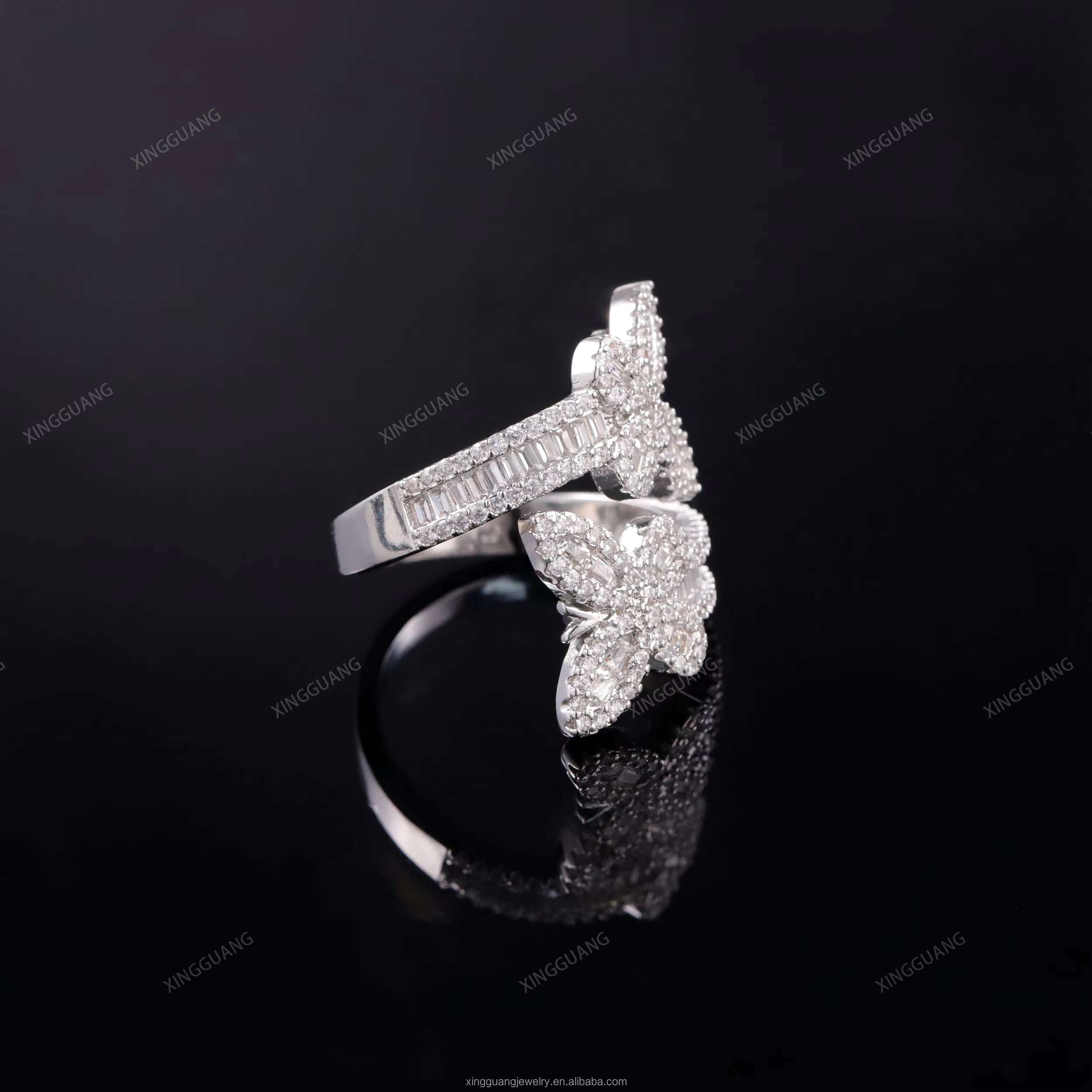 XG RTS Pass Diamond Tester Fine Jewelry Rings High Quality VVS Moissanite Rings butterfly 925 Silver Diamond Rings for Woman Man
