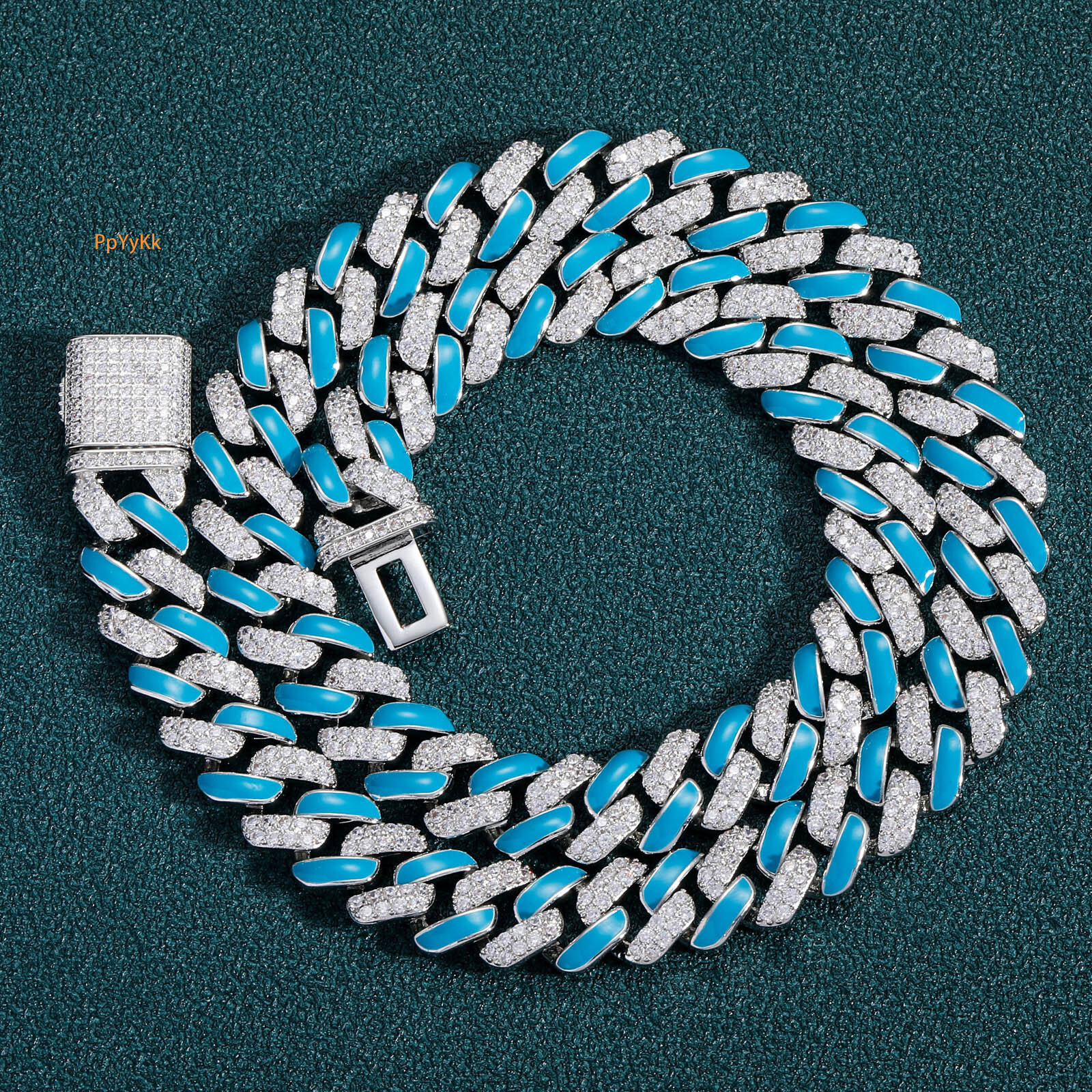 New Arrival Blue Drip 12mm Iced Out Luxury Hip Hop Cuban Chain Necklace Unisex Trendy Bling Accessory Pass the diamond tester