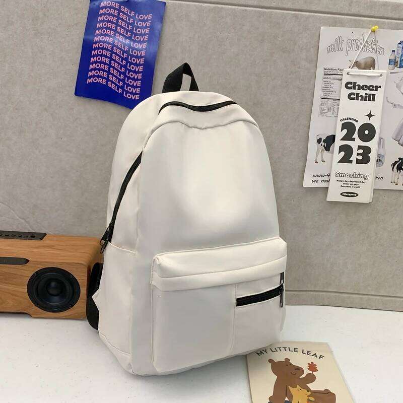 Simple Casual Backpack, Lightweight High School Student Bag, Versatile Solid Color Daypacks ForHangingOut