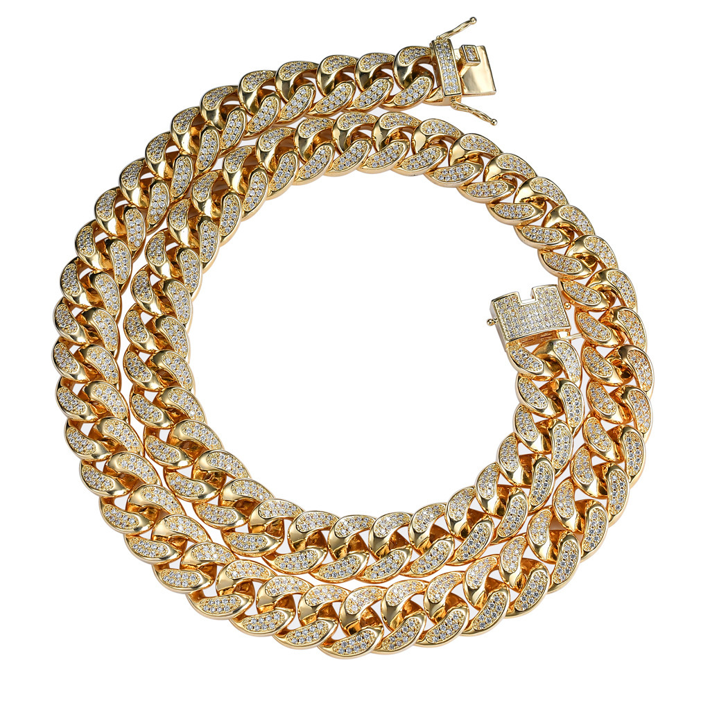 New Hiphop Men Cuban Link Chain 18mm 3D Iced Out VVS Moissanite Water Wave Necklace Pass the diamond tester