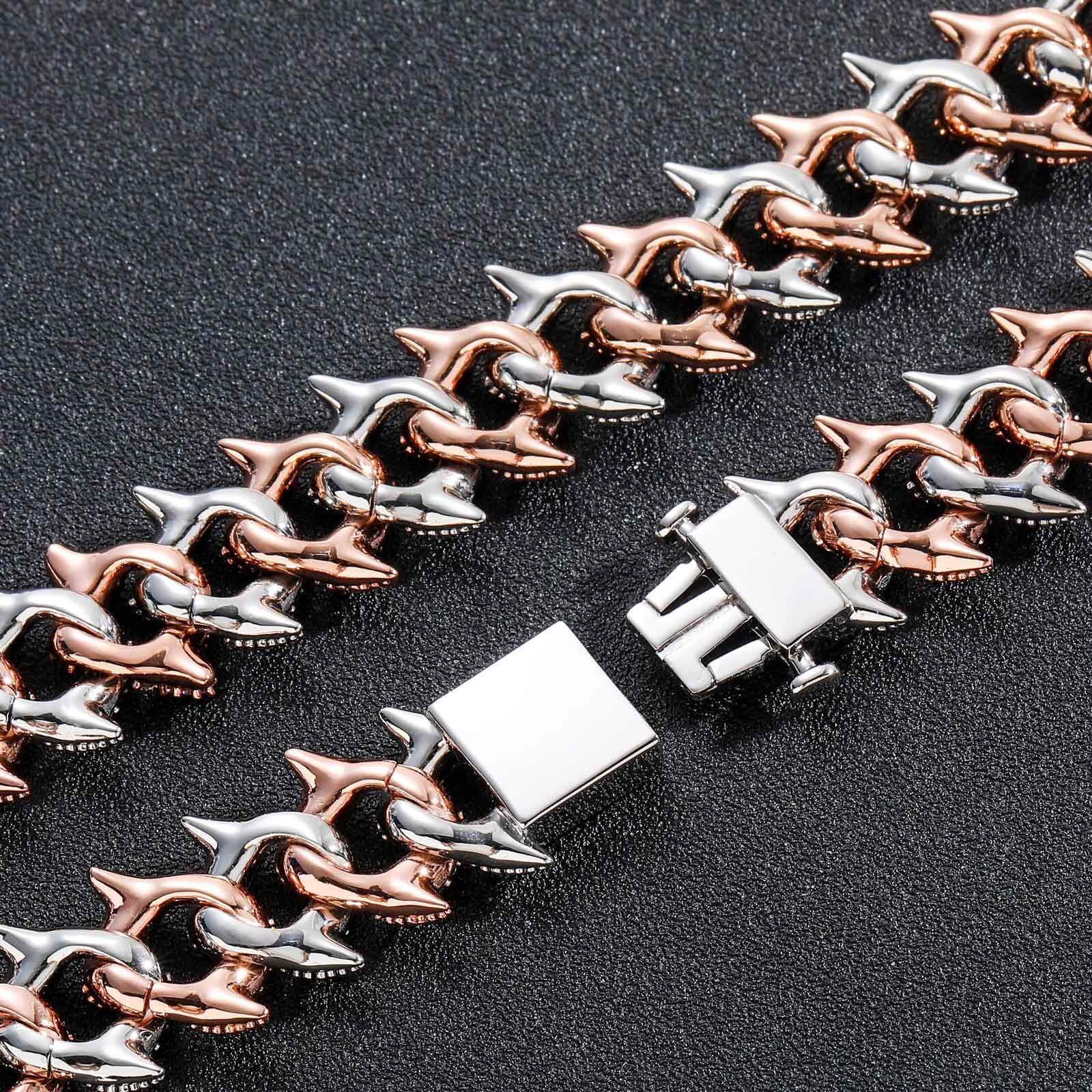 18mm Pink White Moissanite Iced Out Spike Thorn Cuban Chain Spring Clasp Men Hip Hop Necklace Pass the diamond tester