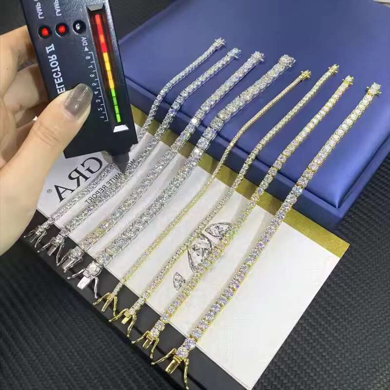 Hot VVS Moissanite Hip Hop Bracelet Via Diamond Tester 3mm 4mm 5mm Moissanite Tennis Bracelet
