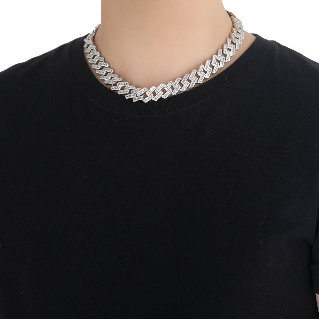 16mm Iced Out Cuban Chain Hip Hop Necklace Men Niche Moissanite Accessory Pass the diamond tester