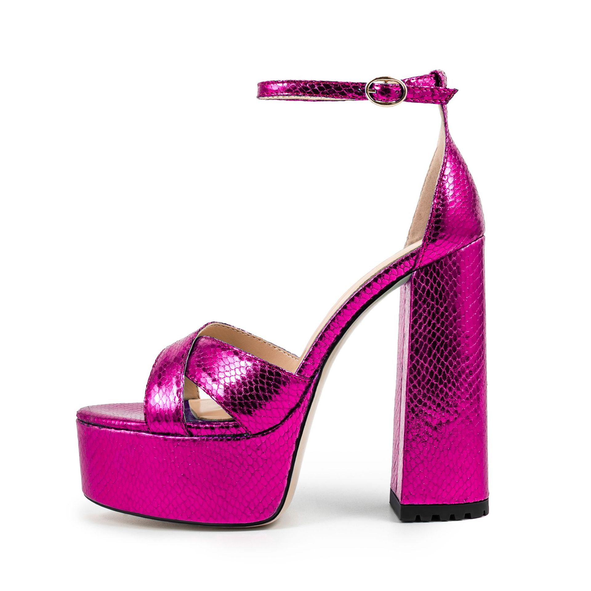 Sandals Women's Animal Print Peep Toe Platform 6cm Chunky Heel Adjustable Buckle Strap Waterproof PU