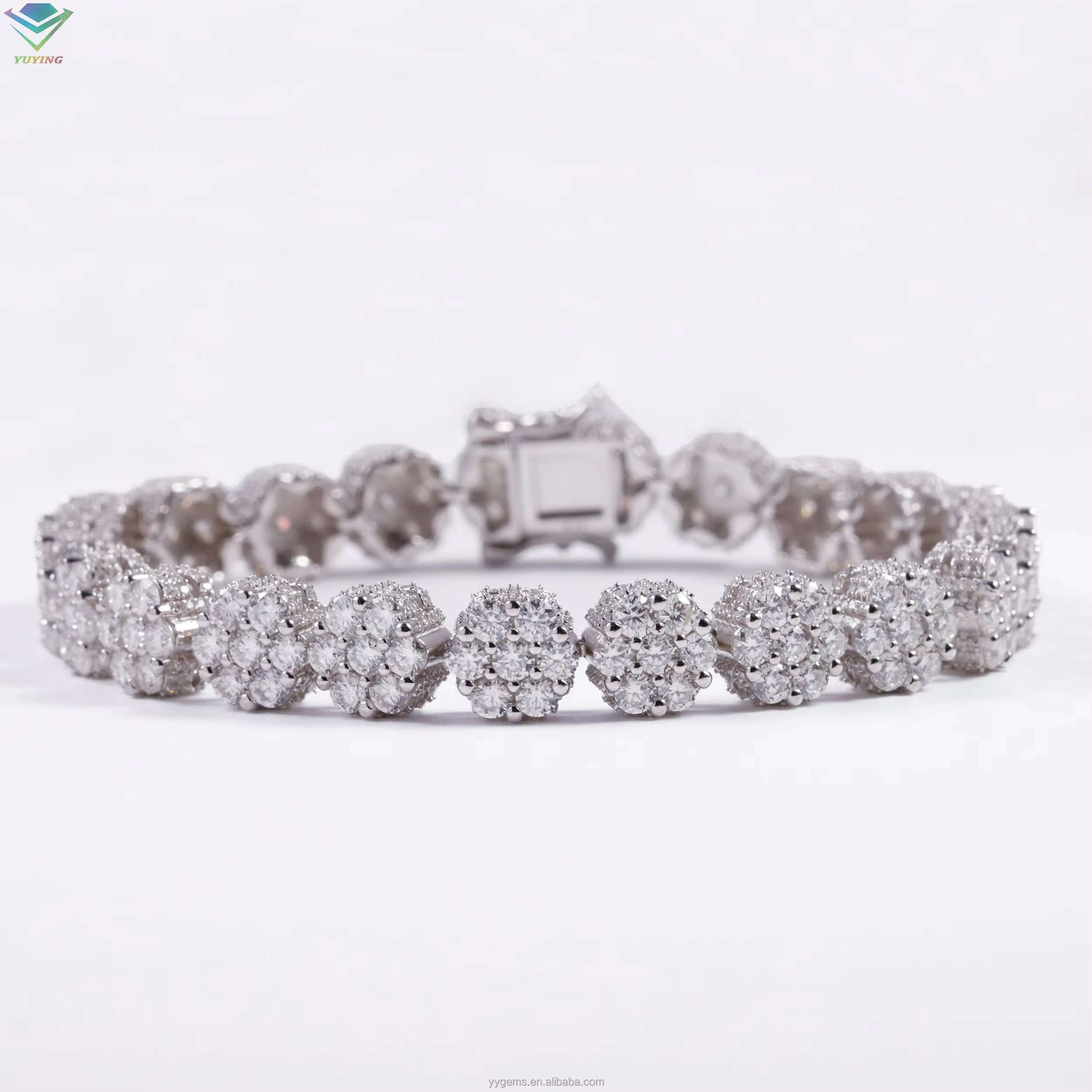 Diamond 925 Sterling Silver 10mm VVS Moissanite Diamonds Cuban Link Bracelet With GRA Certificate