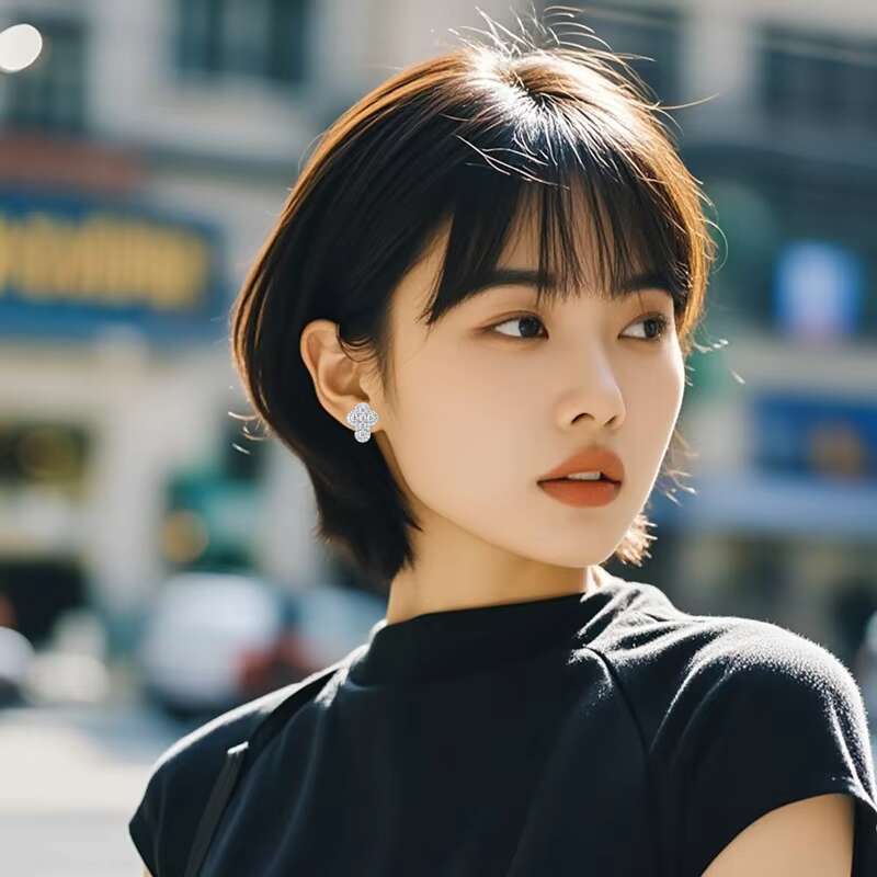 Cross-border S925 Silver Moissanite Earrings Flower Cross Earrings Niche High-end Sense Earrings Fashion Ear Jewelry In Stock