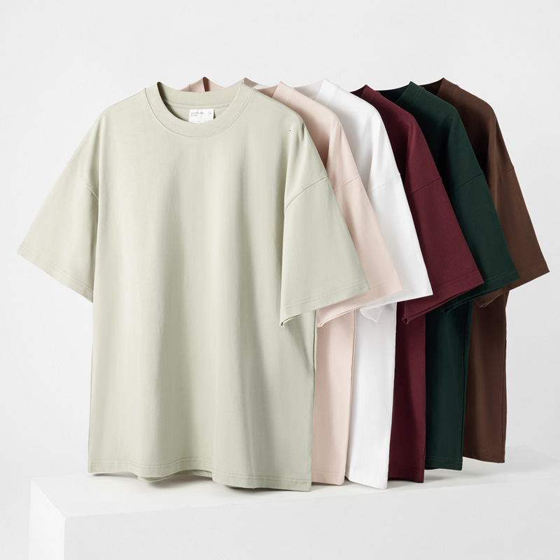 Three Sea Whales|300g Combed Cotton 30s Double Yarn Short T-Shirt Men American High Street Crew Neck Half Sleeve Base Shirt