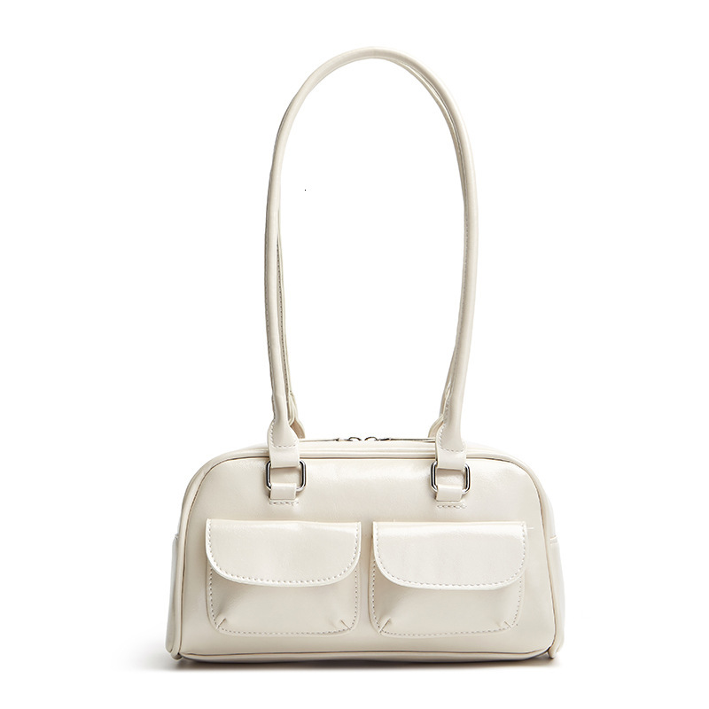 Free shipping designer Korean Hyunjin Seo Yoon-jung Same Style Oil Wax Leather Bowling Bag Multi-pocket Underarm Bag Commuter Bag Handbag Shoulder Bag