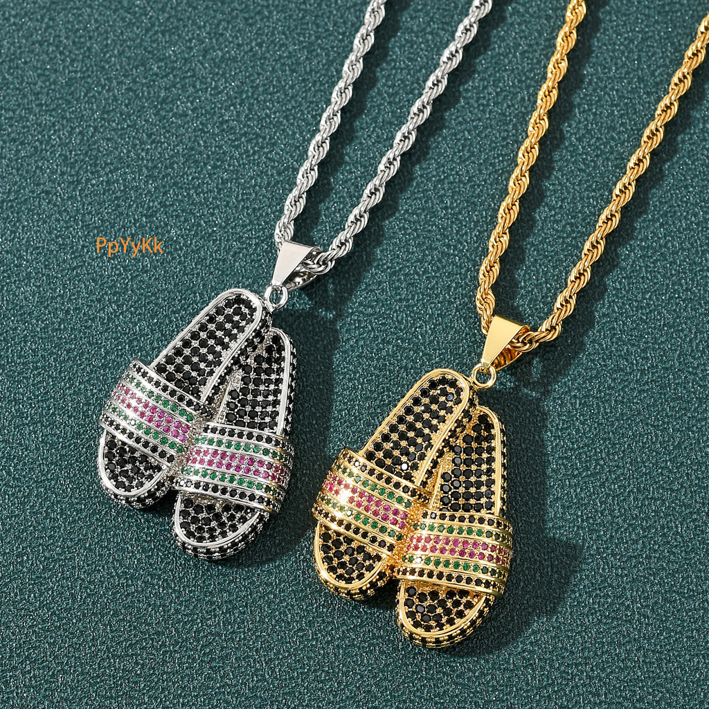 Iced Out Colorful Slipper Pendant Unique Moissanite Unisex Couple Hiphop Jewelry Pass the diamond tester