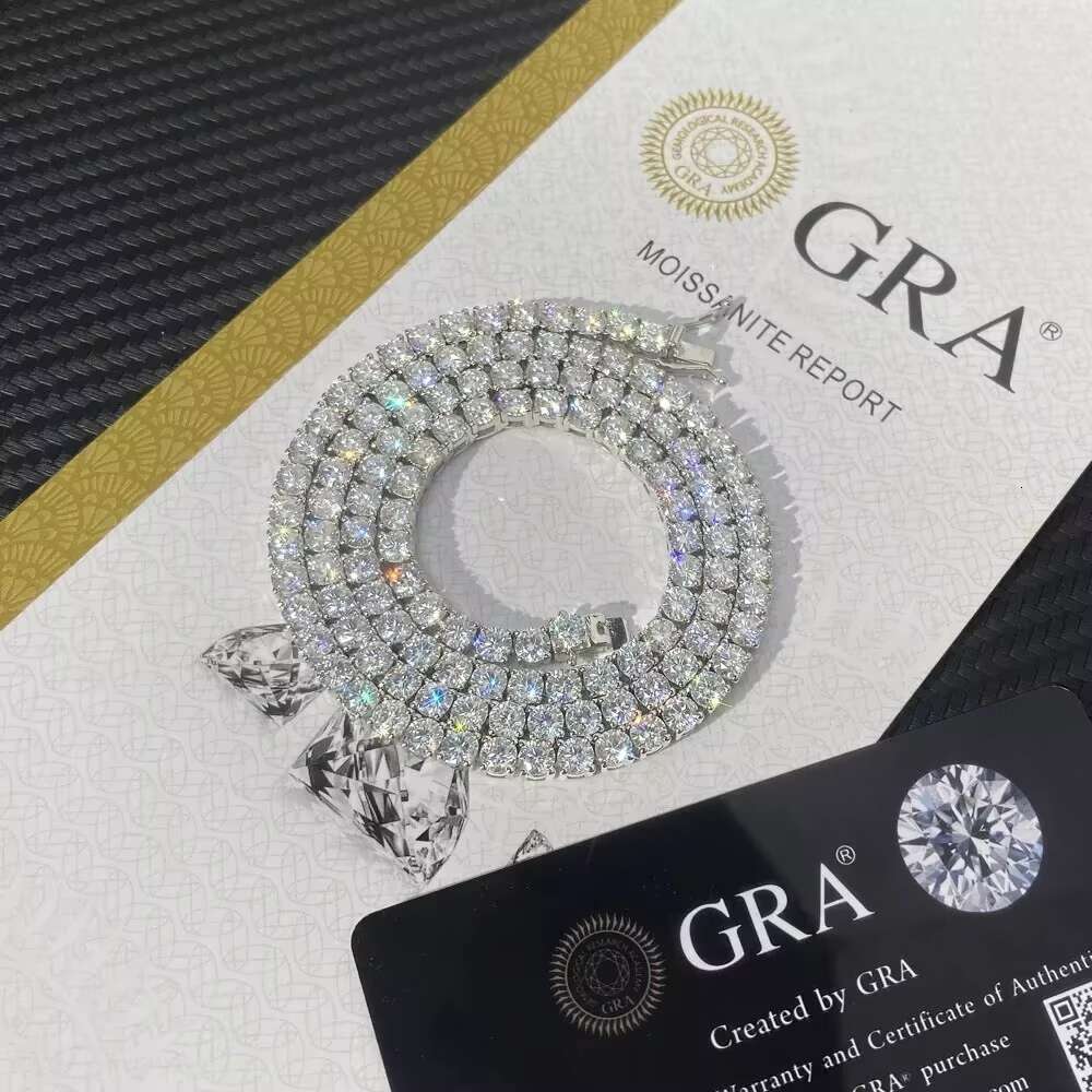D VVS 925 Silver Moissanite Tennis Bracelet with Round Diamond Gold Plated Fashionable Jewelry for Gift OACOCA