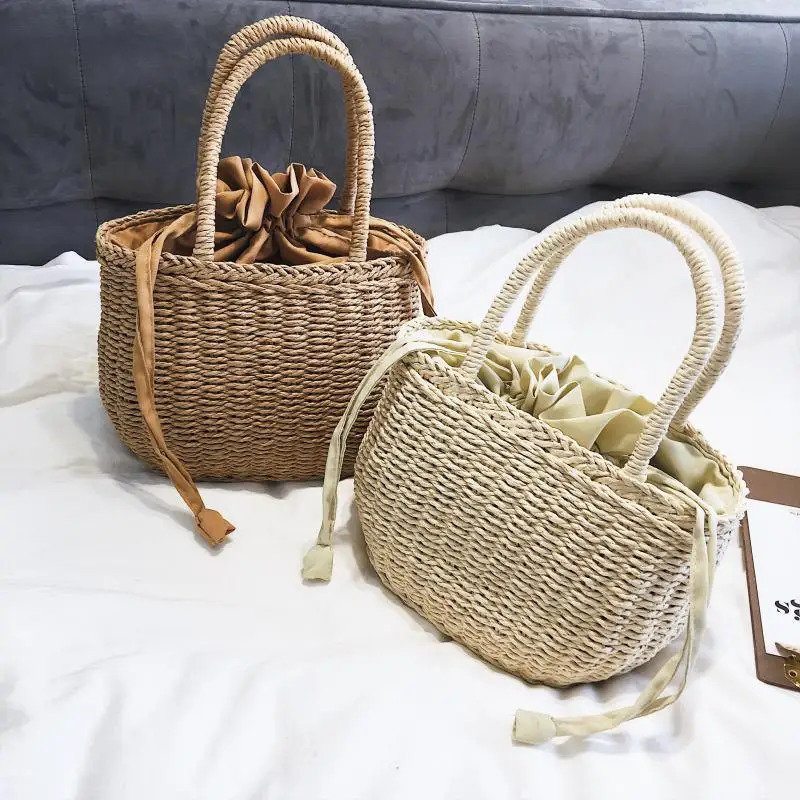 Straw Bags for Women Summer Rattan Bag Handmade Woven Beach Bohemia Handbag Bolsos Fashion Basket Tote Purse 250627