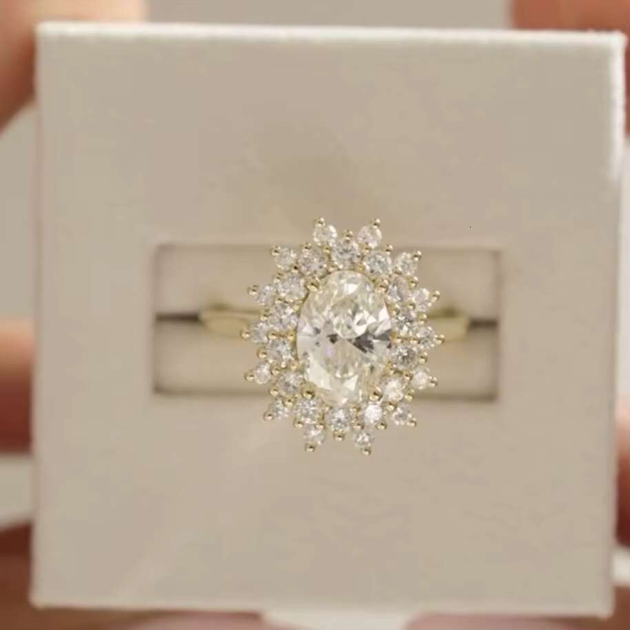 14K Solid Gold Oval l Lab Grown Diamond Engagement Ring 2 CT VVS1 Lab Diamond Jewelry Wedding Women Lab Diamond Ring
