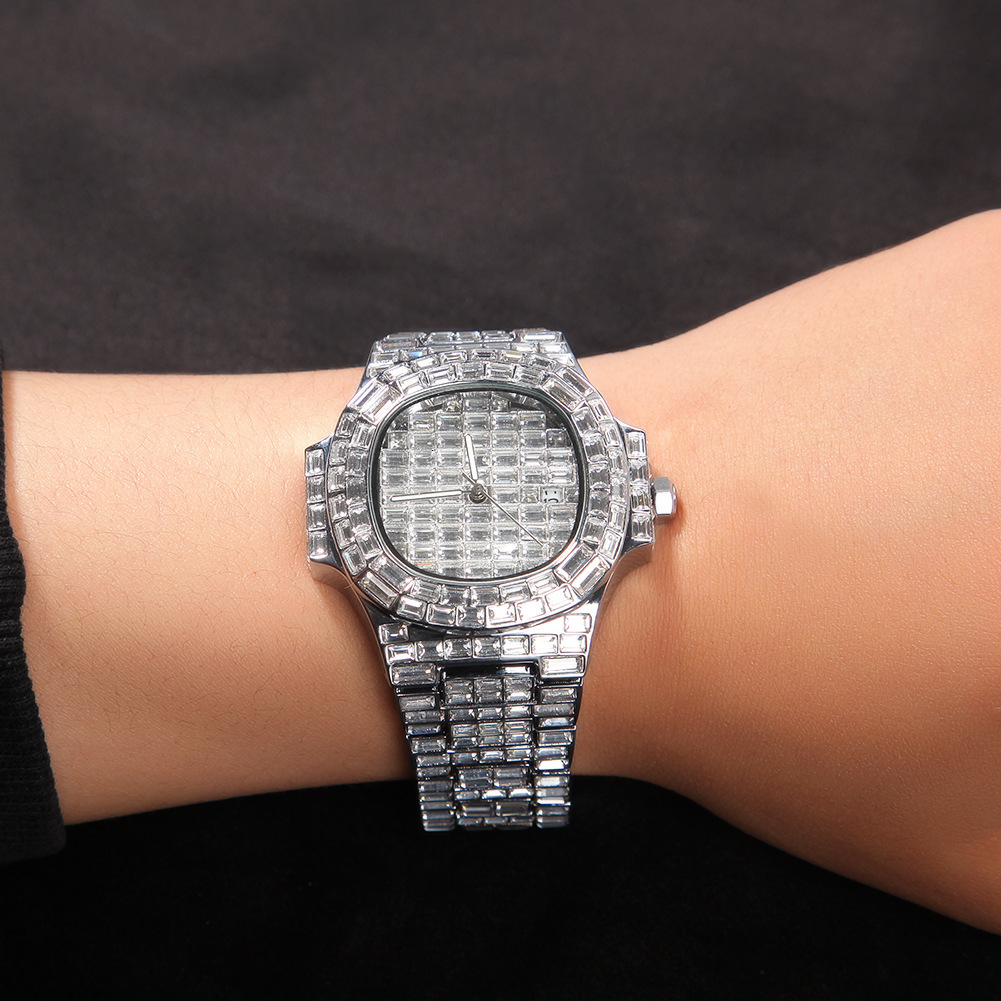 Luxury Jewelry VVS Moissanite High Quality Fashion Hip Hop Mechanical Watch Men Premium Design Bling Bling Date Big Dial Wristwatch Pass the diamond t