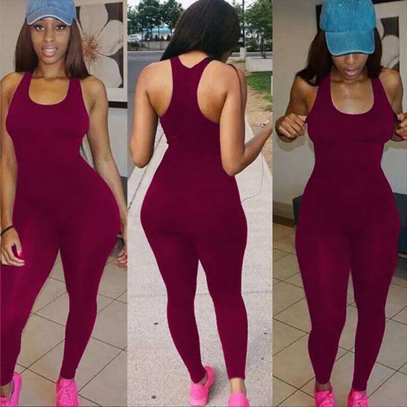 Yoga Sleeveless Women's Sportswear Gym Jumpsuits Workout High-intensity Fiess One-piece Skin-tight Garment