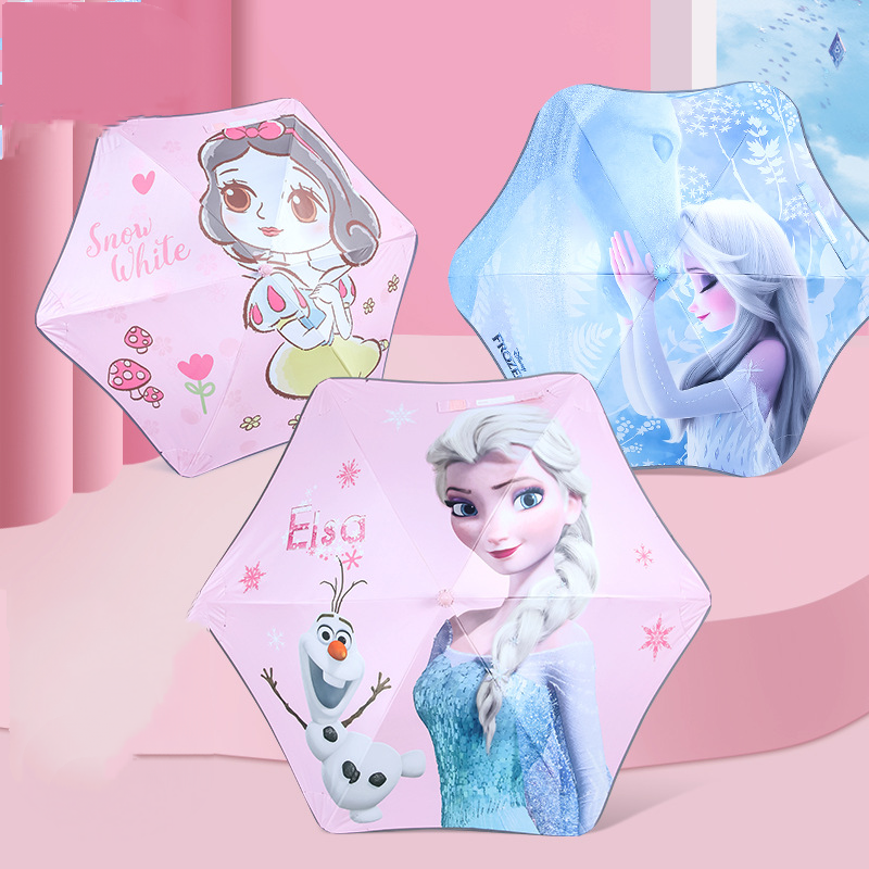 Disney Frozen Boys and Girls Children's Umbrella Student Long Handle Sun and Rain Umbrella Semi-Automatic Umbrella Children's Sun Rain Umbre