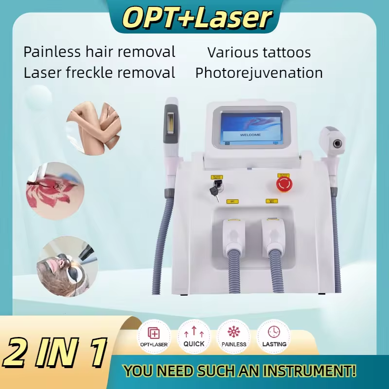 Tattoo Removal Laser Machine Portable 2 in1 OPT Skin Rejuvenation All Skin Colors Permanent Hair Professional Equipment