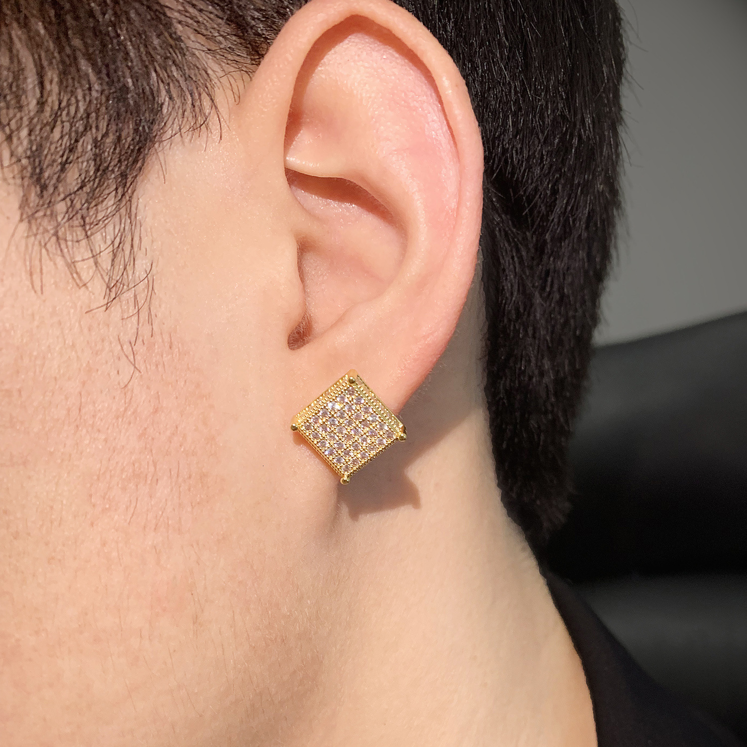 Luxury Jewelry Unique Hip Hop Octagon Earrings Minimalist Full Diamond Creative Designer Iced Out Earring Pass the diamond tester