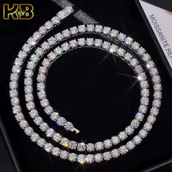 Wholesale 6mm Stainless Steel Moissanite Iced Out Buttons Cuban Link Chain Necklace Luxury Custom Mens Hip Hop Jewelry