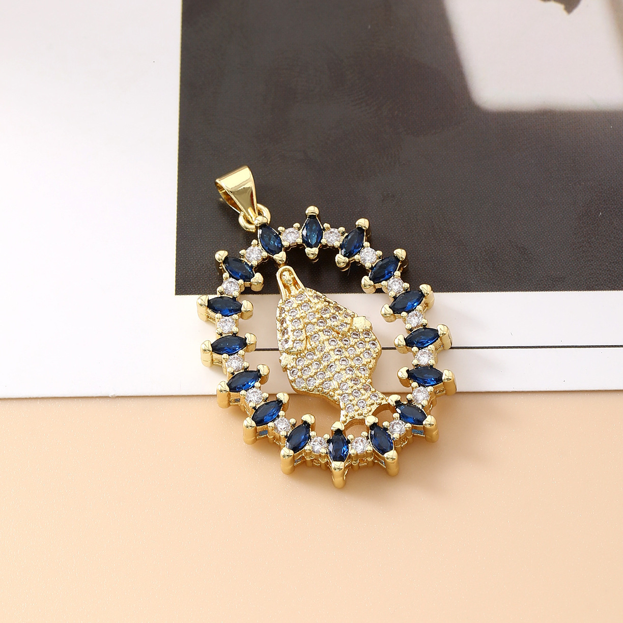 Free shipping designer jewelry Religious Jewelry Copper Gold-Plated Micro-Inlaid Zircon Colorful Virgin Mary Pendant Necklace Hanging Pendant