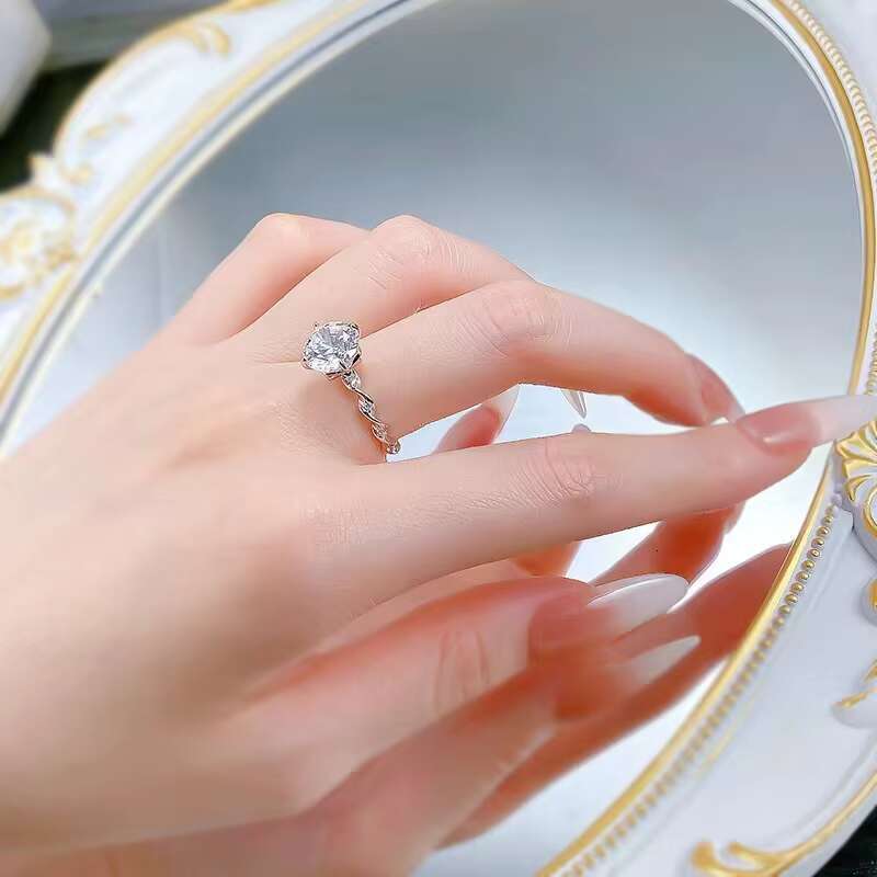 Wholesale High Quality 925 Sterling Silver Jewelry 3ct D Color Moissanite Diamond Women Wedding Silver Ring for Birthday Gift