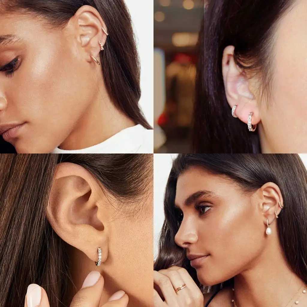 1Pair Huggie Hoop Earrings for Women Girl Zirconia Small Cubic Zirconia Cartilage Hoop Earrings Thin Tragus Ear Piercing Jewelry XJ250718