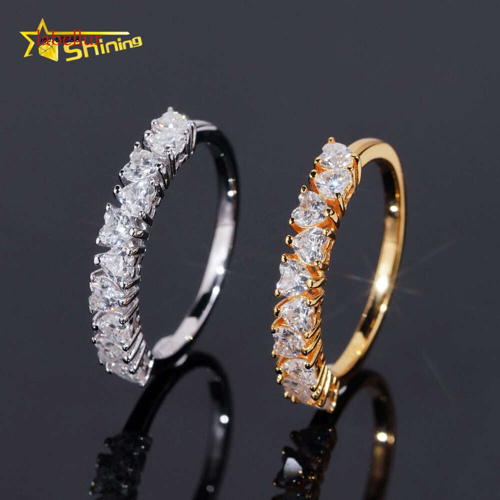 Fine Jewelry Pass Dia Tester Heart 3*3mm Sier Moissanite Women Half Eternity Rings