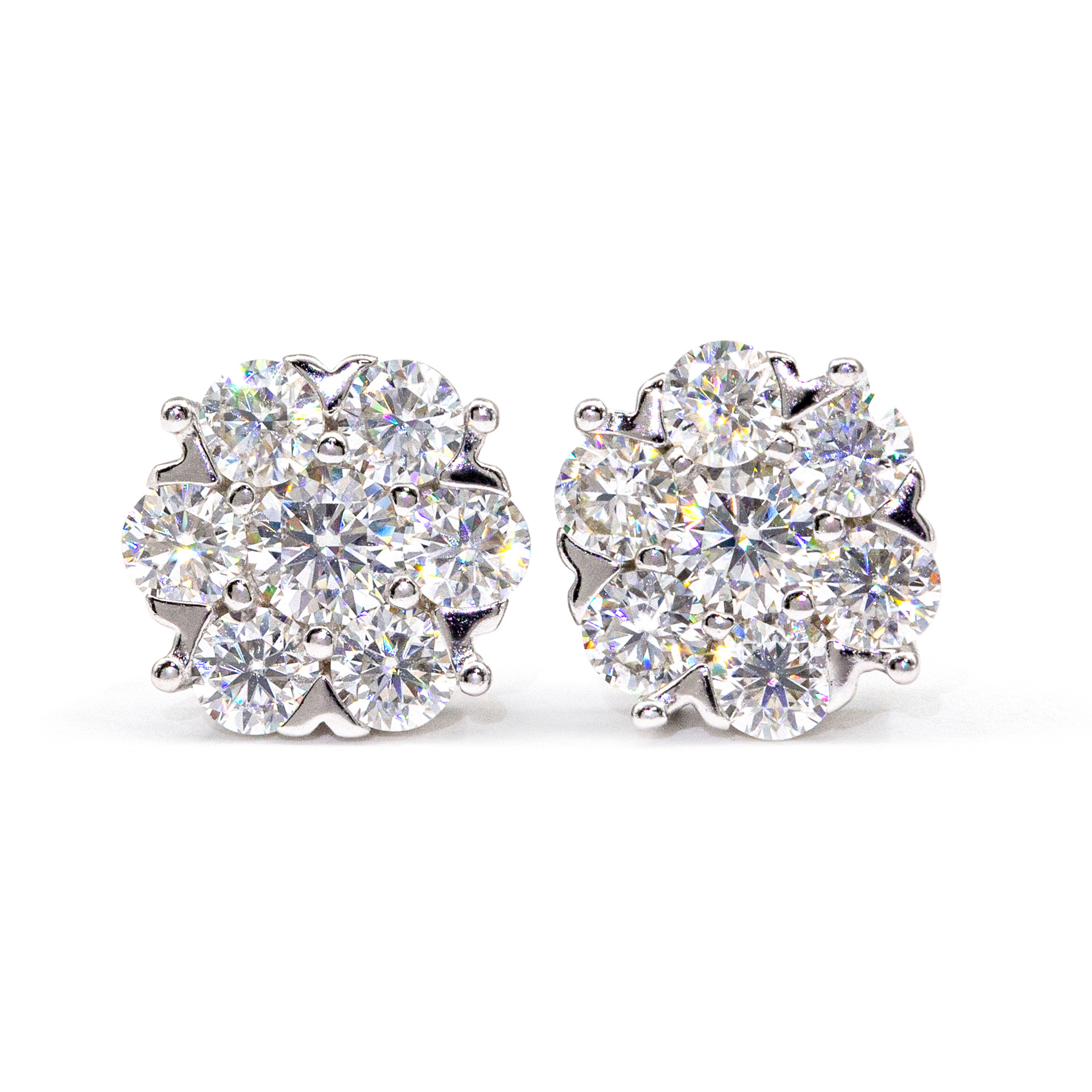 Bling Bling Fine Jewelry Moissanite Stone 925 Sterling Silver Moissanite Stud Big Flower Earrings