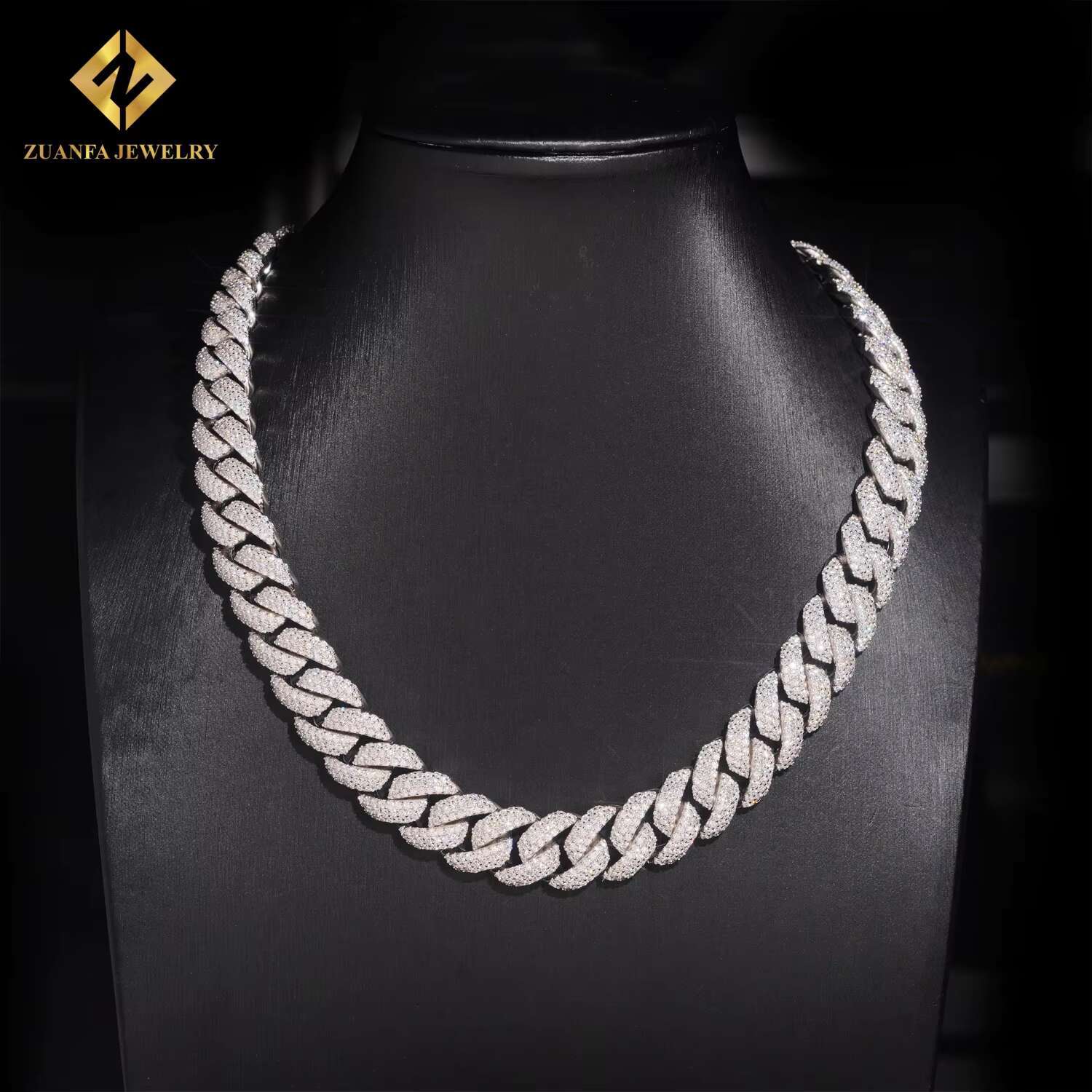 Ready Shipping 3 Row 16mm Miami Cuban Chain 925 Silver Moissanite Diamond Fine Jewelry Iced Out Moissanite Cuban Link Chain