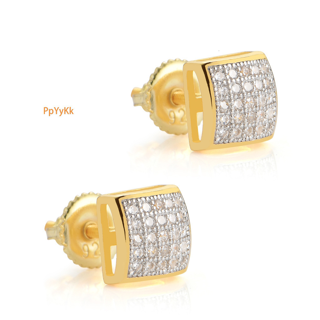 Luxury Jewelry New Hip Hop Square Arc S925 Sterling Silver Iced Out Bling Bling Premium Trendy Men's Earrings Pass the diamond tester