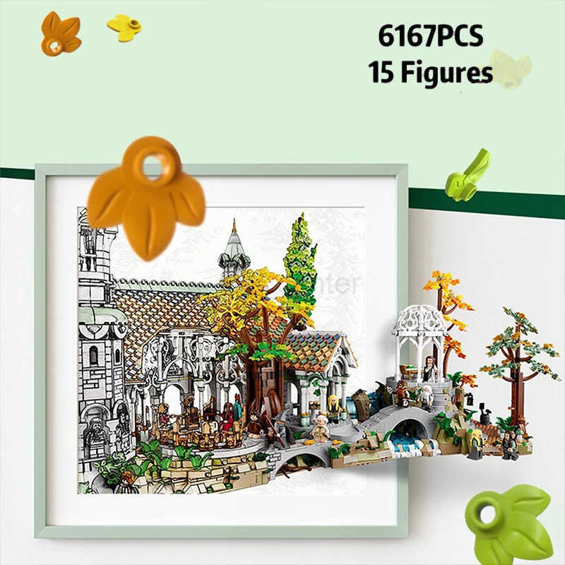 DISNEY In Stock 2025 NEW 6167pcs Movie Series of the Rings Street View Desktop Decoration Model Compatible with 10316 Style for Kids Gifts W20250630