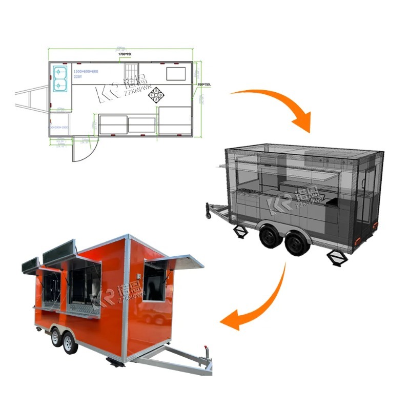 Mobile Pizza Oven Food Truck Commercial Concession Trailer Fully Equipped Mobile Pizza BBQ Fast Food Trailer for Sale