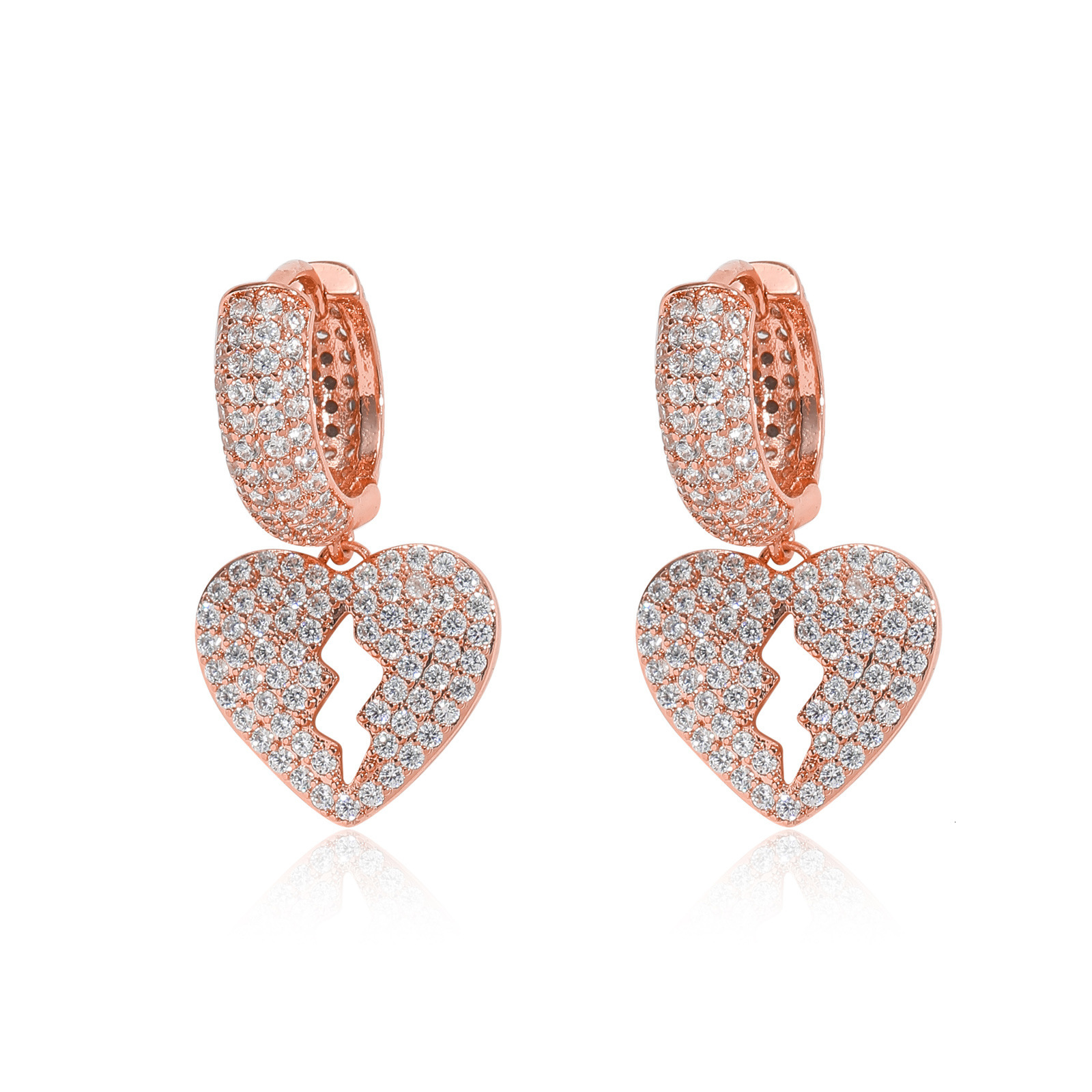 Luxury Jewelry Heartbreak Earrings Hip Hop Iced Out Heart Shape Dangle Earrings Unisex Rap Trendy Earrings Pass the diamond tester
