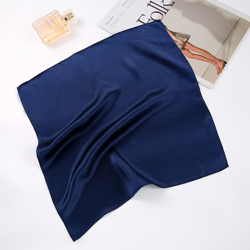 T1096 White silk small square scarf all-match Korean style decorative silk solid color scarf