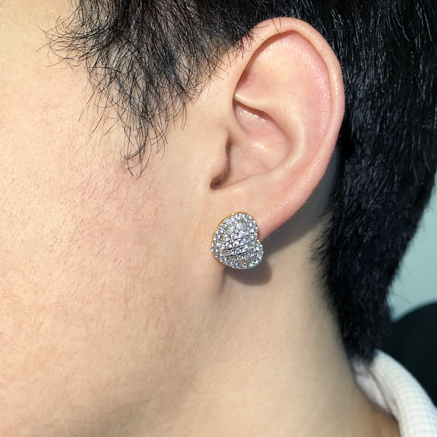Luxury Jewelry Unique Hip Hop Heart Shape Earrings Trendy Full Diamond Designer Premium Bling Bling Pass the diamond tester
