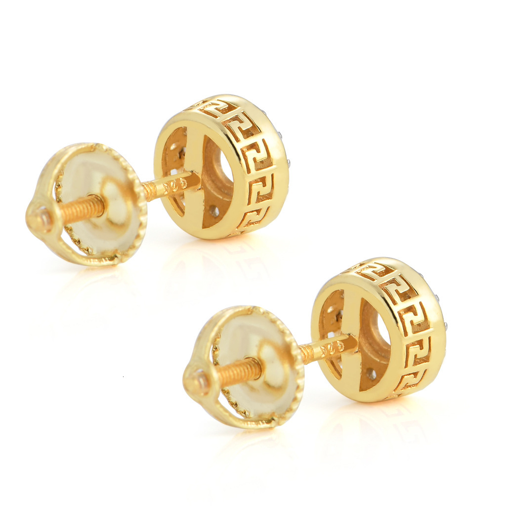 Luxury Jewelry New Hip Hop Sterling Silver Round Micro Paved Zircon Iced Out Bling Bling Premium Men's Earrings Pass the diamond tester