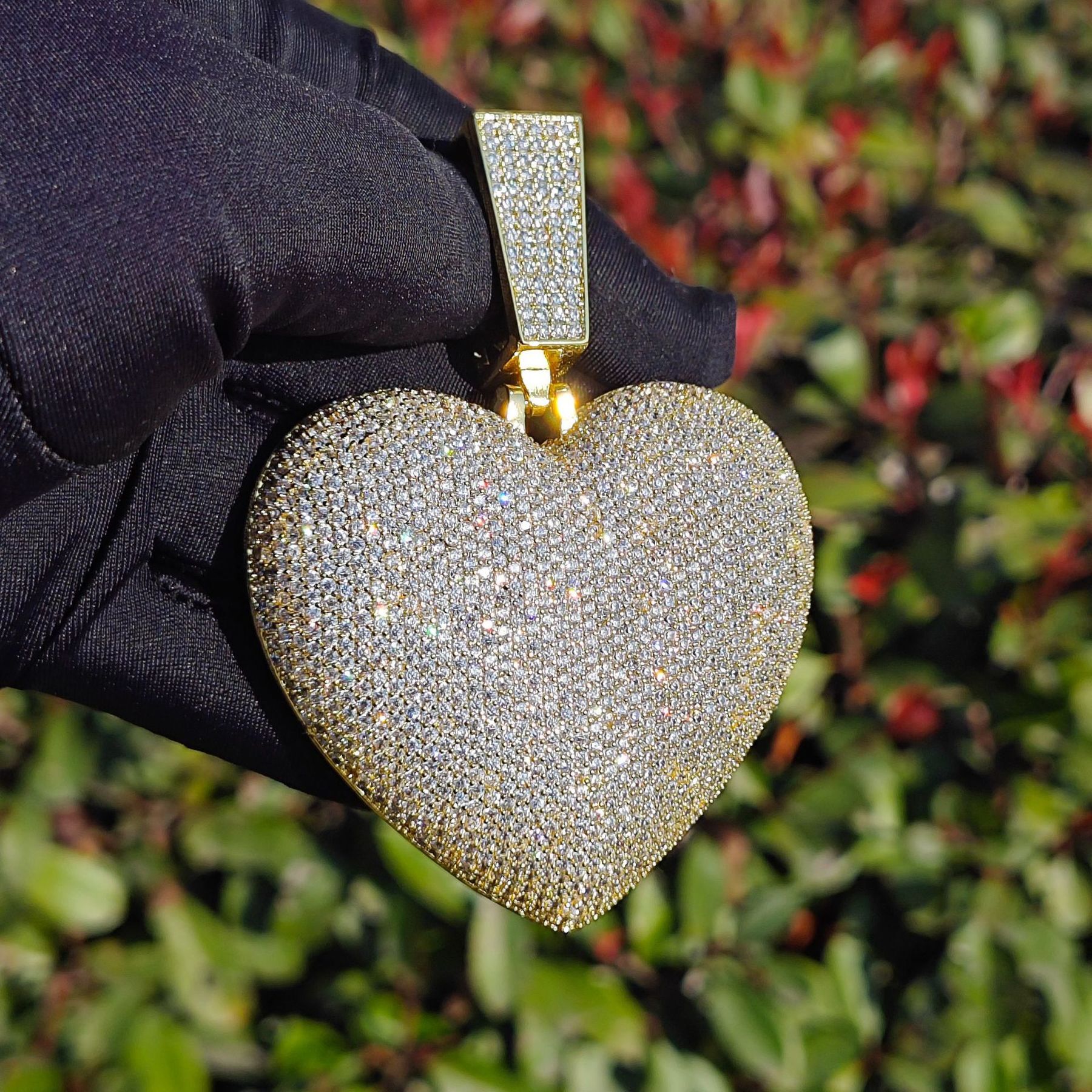 Bling Hip Hop Jewelry Micro Setting Handmade S925 Custom Moissanite Diamond Rapper Pendant Iced Out Big Heart Necklace Pendant