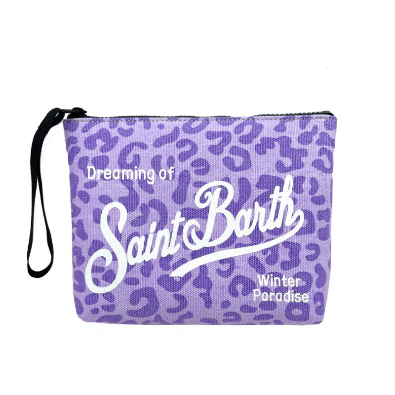 SAINT BARTH Autumn Winter Clutch Bag for Women Colorful Leopard Print Canvas Diving Handbag 250630