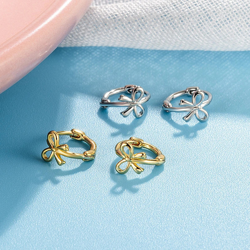 1Pair Korean Style Simple Bowknot Small Studs Earrings Fashion Exquisite Bow Ear Hoop For Women Ear Piercing Jewelry Accessories 250626