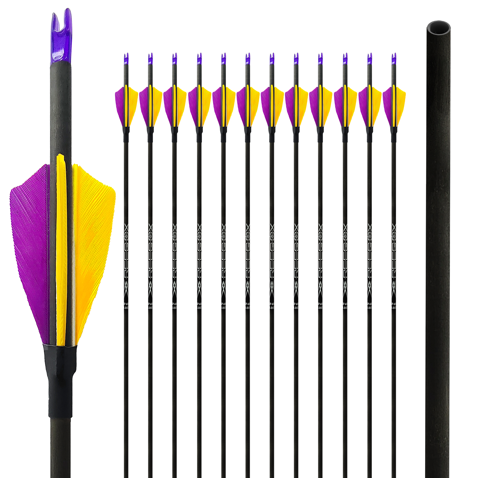 Hunting Arrows without Arrowheads 31inch Turkey Feathers Carbon Archery Arrows 12Pcs 4.2mm Training Arrows for Recurve Bow & Compound Bow Spine 350-15