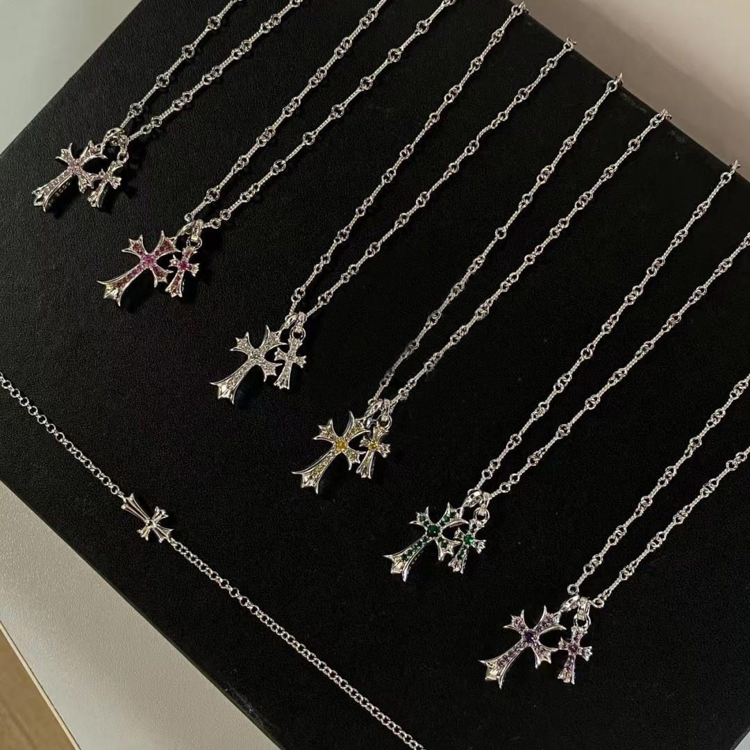 S925 Cross Necklace designer necklace diamond Punk Retro Pendant Couple Gift Vintage Silver Stainless Designer jewelry