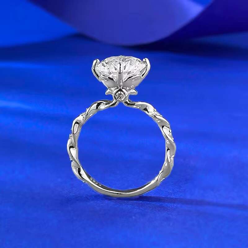 Wholesale High Quality 925 Sterling Silver Jewelry 3ct D Color Moissanite Diamond Women Wedding Silver Ring for Birthday Gift
